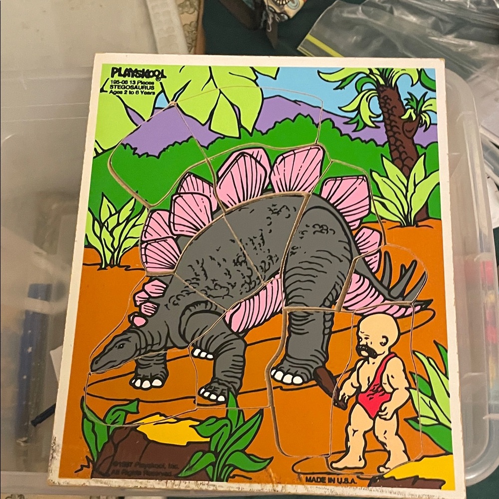 Playskool Dinosaur Puzzle with Pink and Gray Details